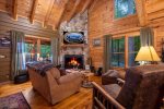 Great Room with a wood burning fireplace